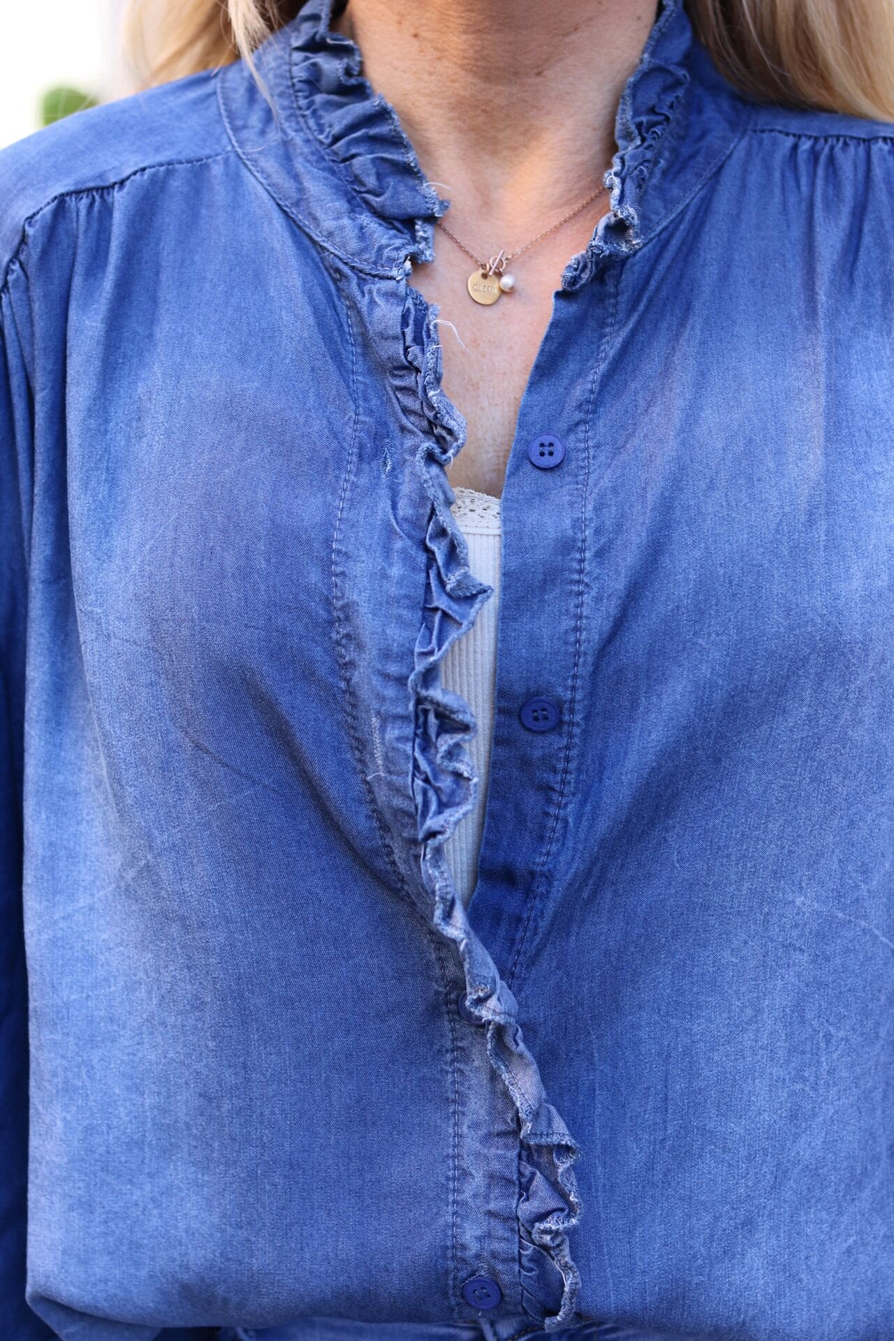 Olivia Jeans blouse - Ruffle edge