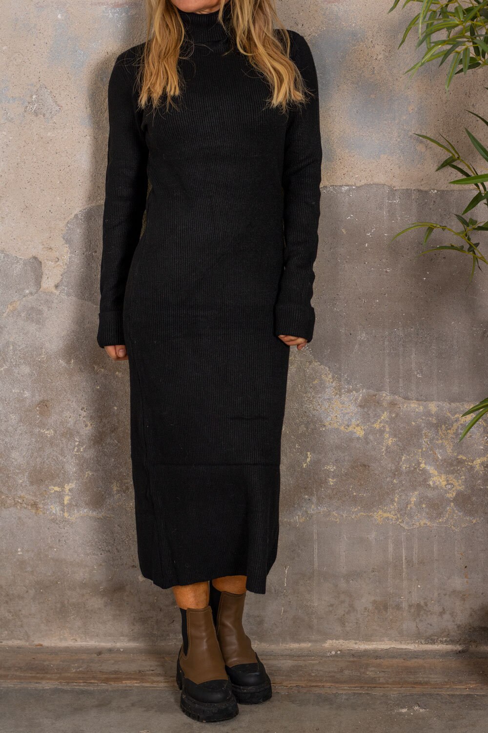Opal Knitted long dress - Black