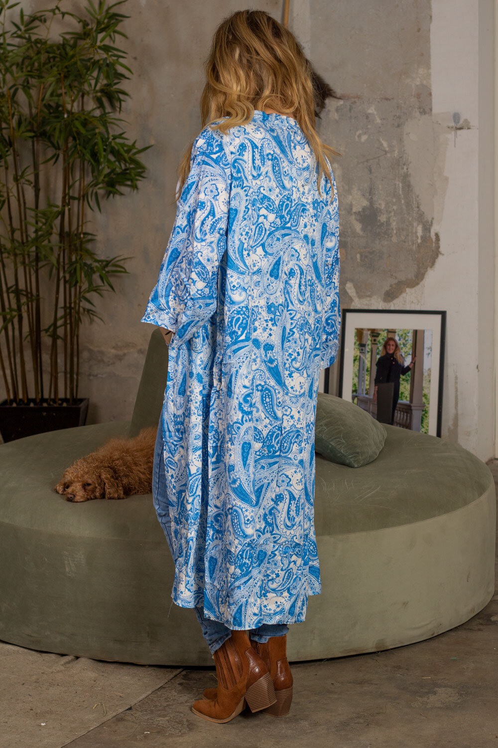 Paisleymönstrad Kimono - Blå