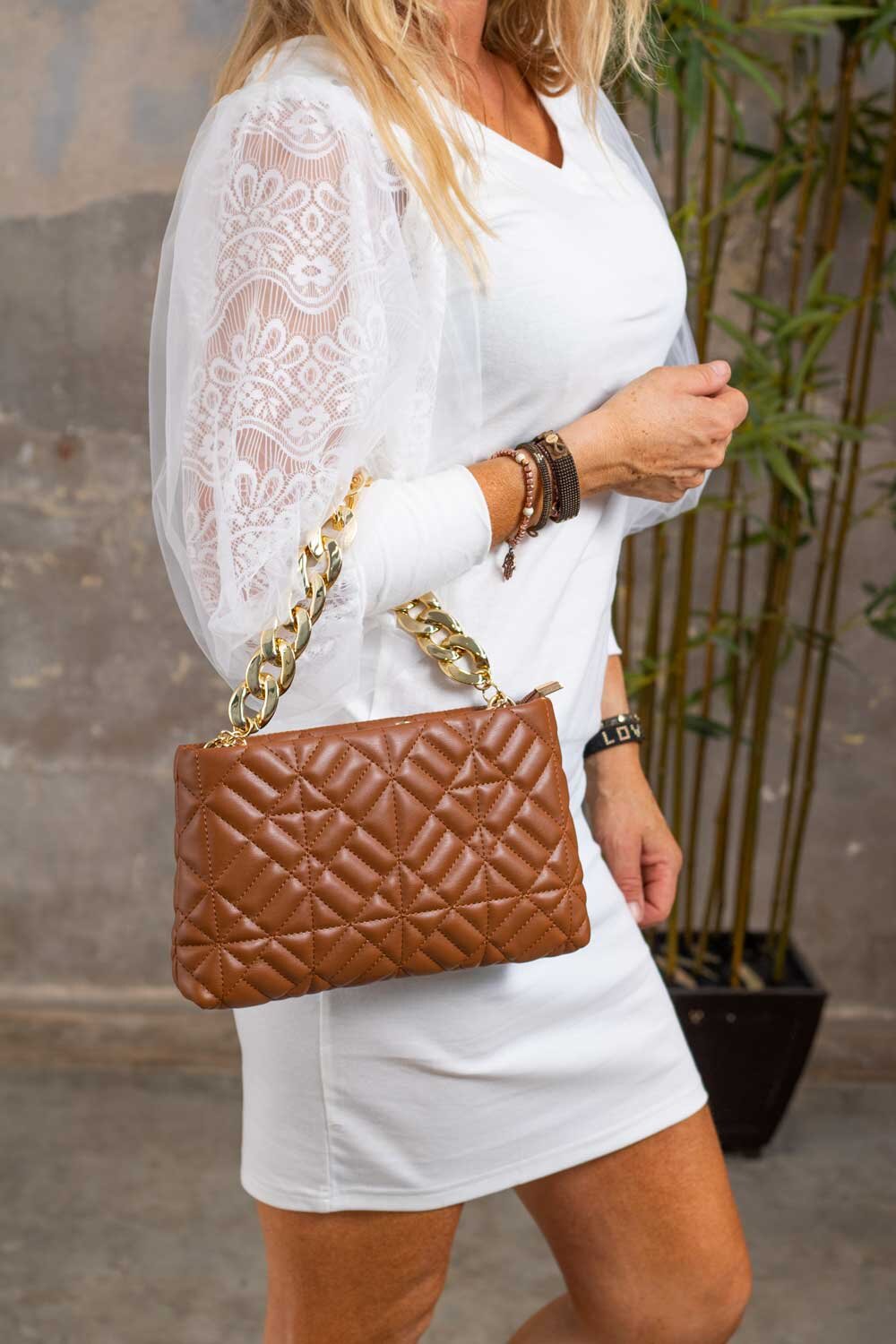 Quilted handbag - Brown