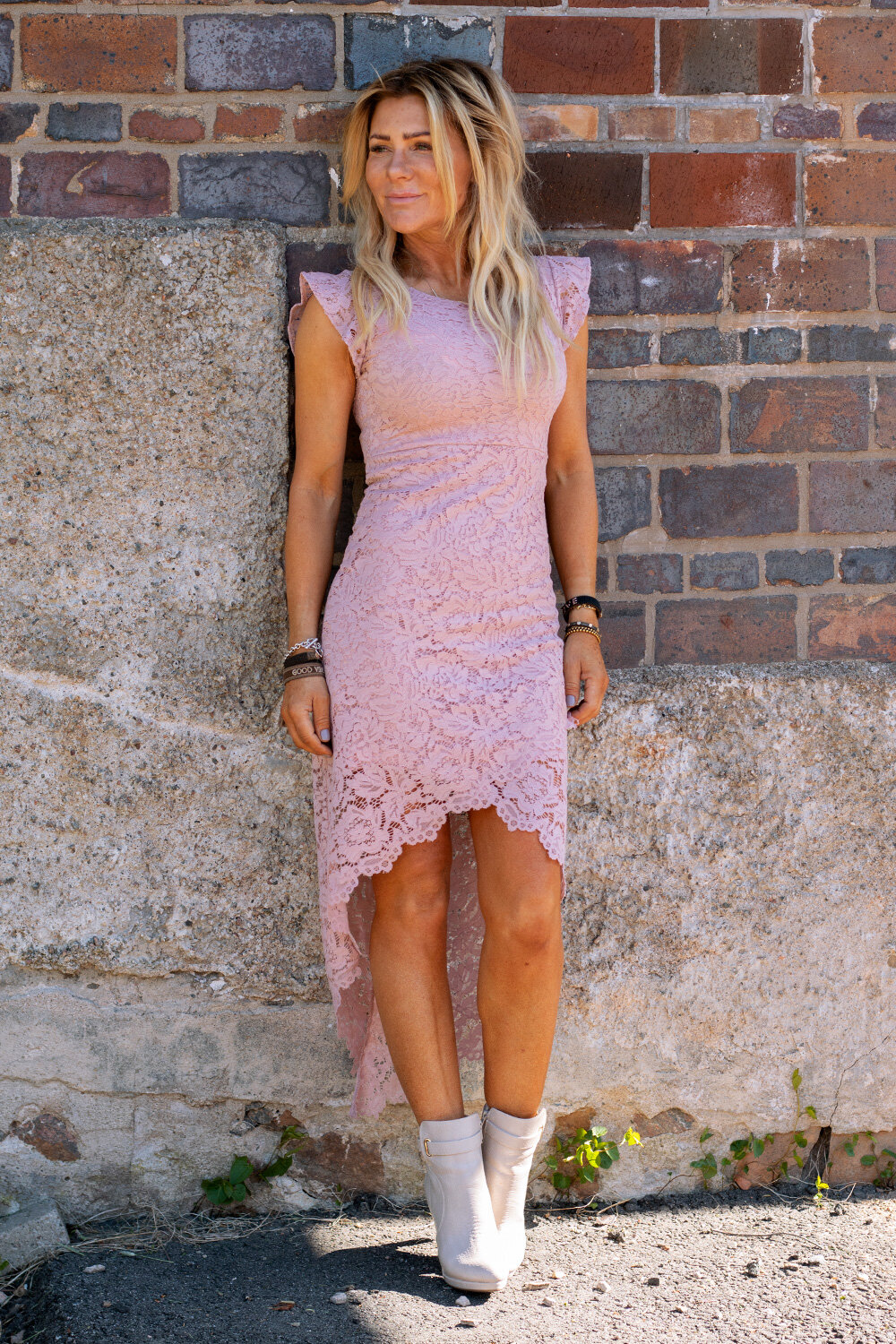 Rachel Lace Dress - Antique Pink
