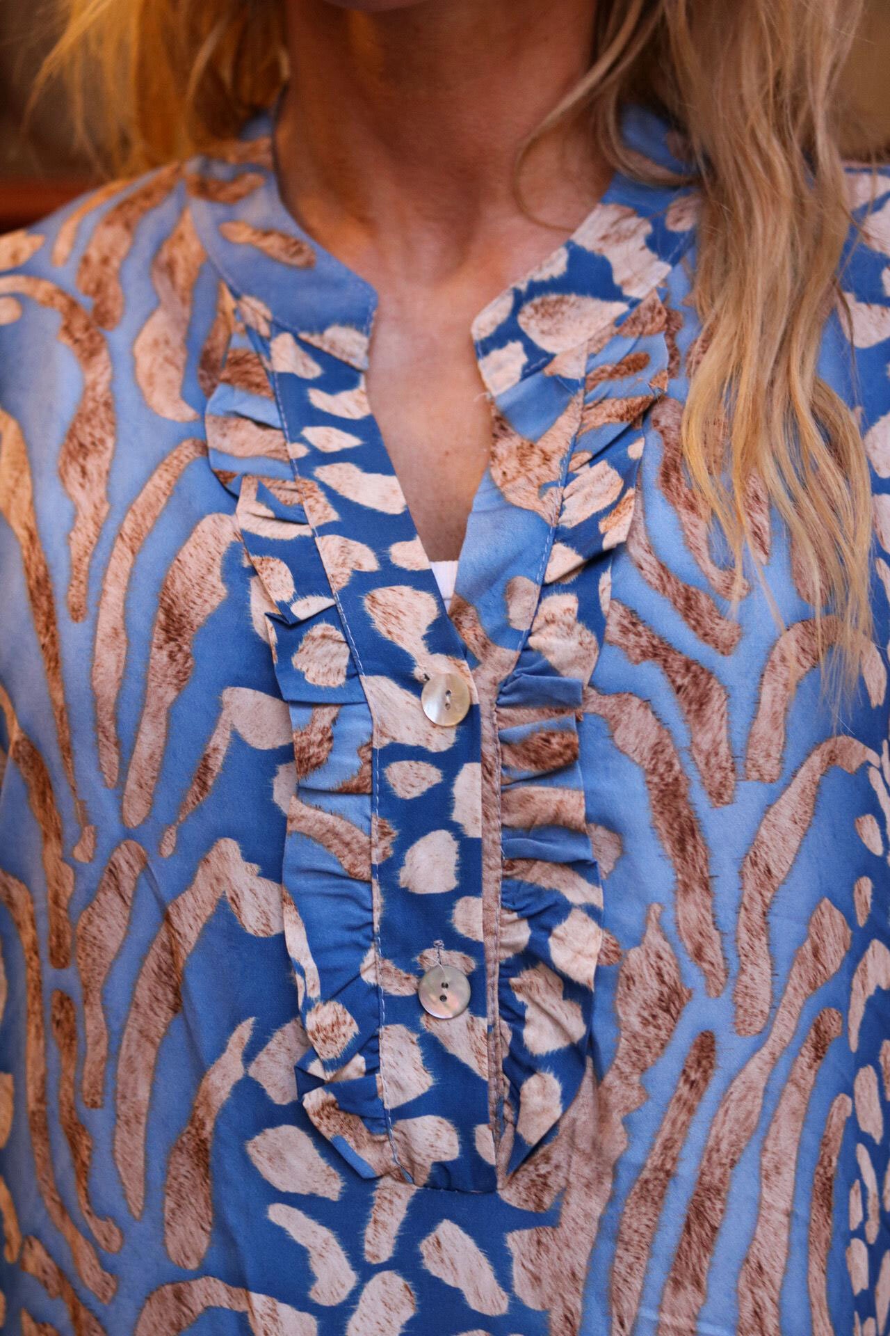 Rebecka Leopard Pattern Dress - Blue
