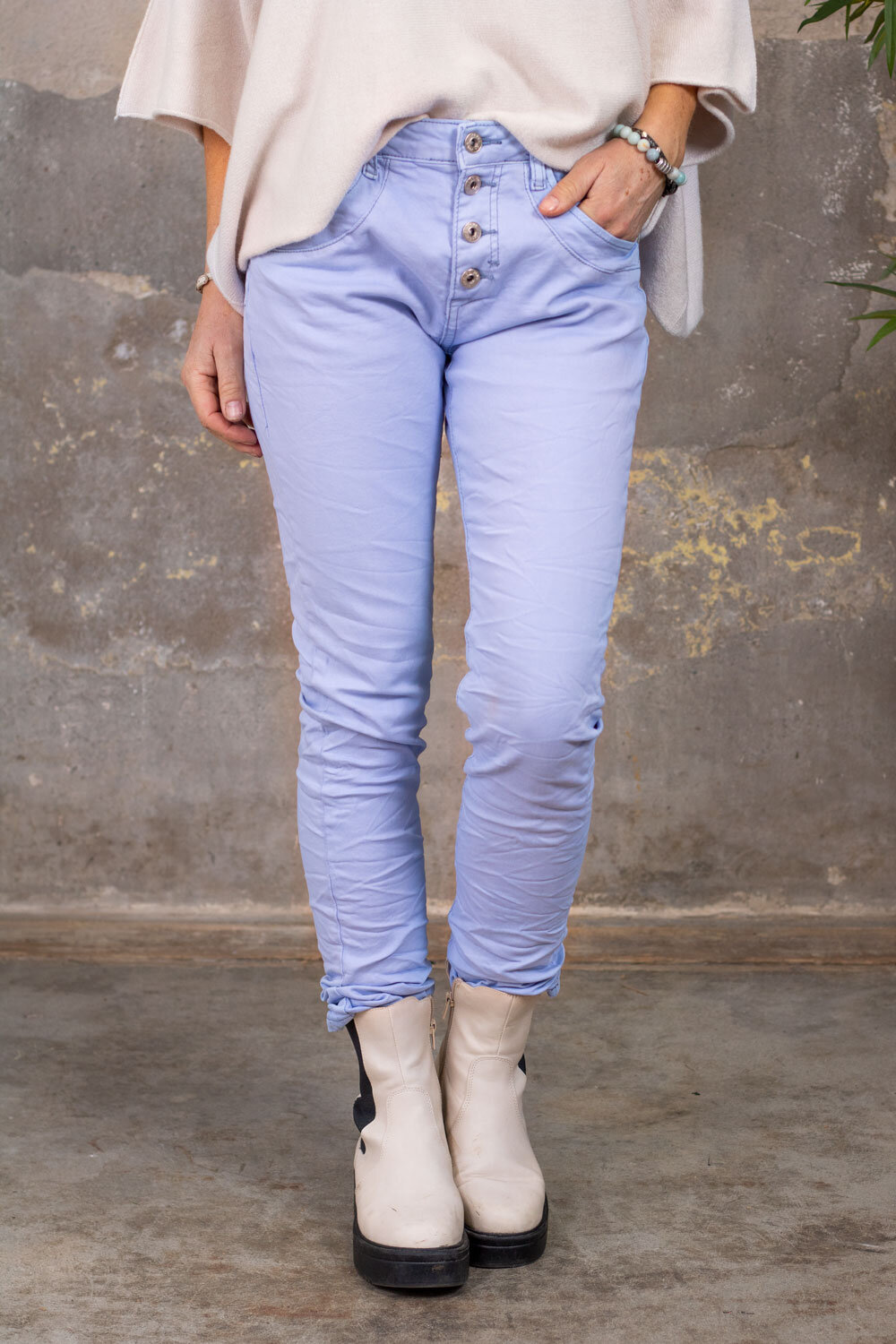 Stylish trousers 90073 - Light blue