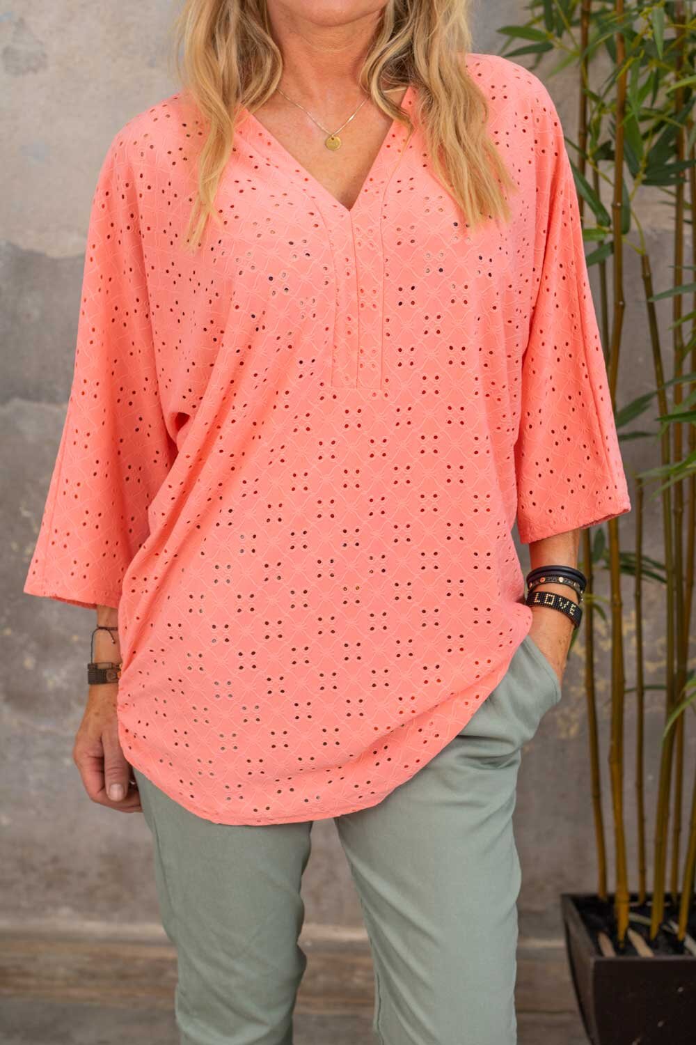 Samantha tunic - Lace pattern - Corall