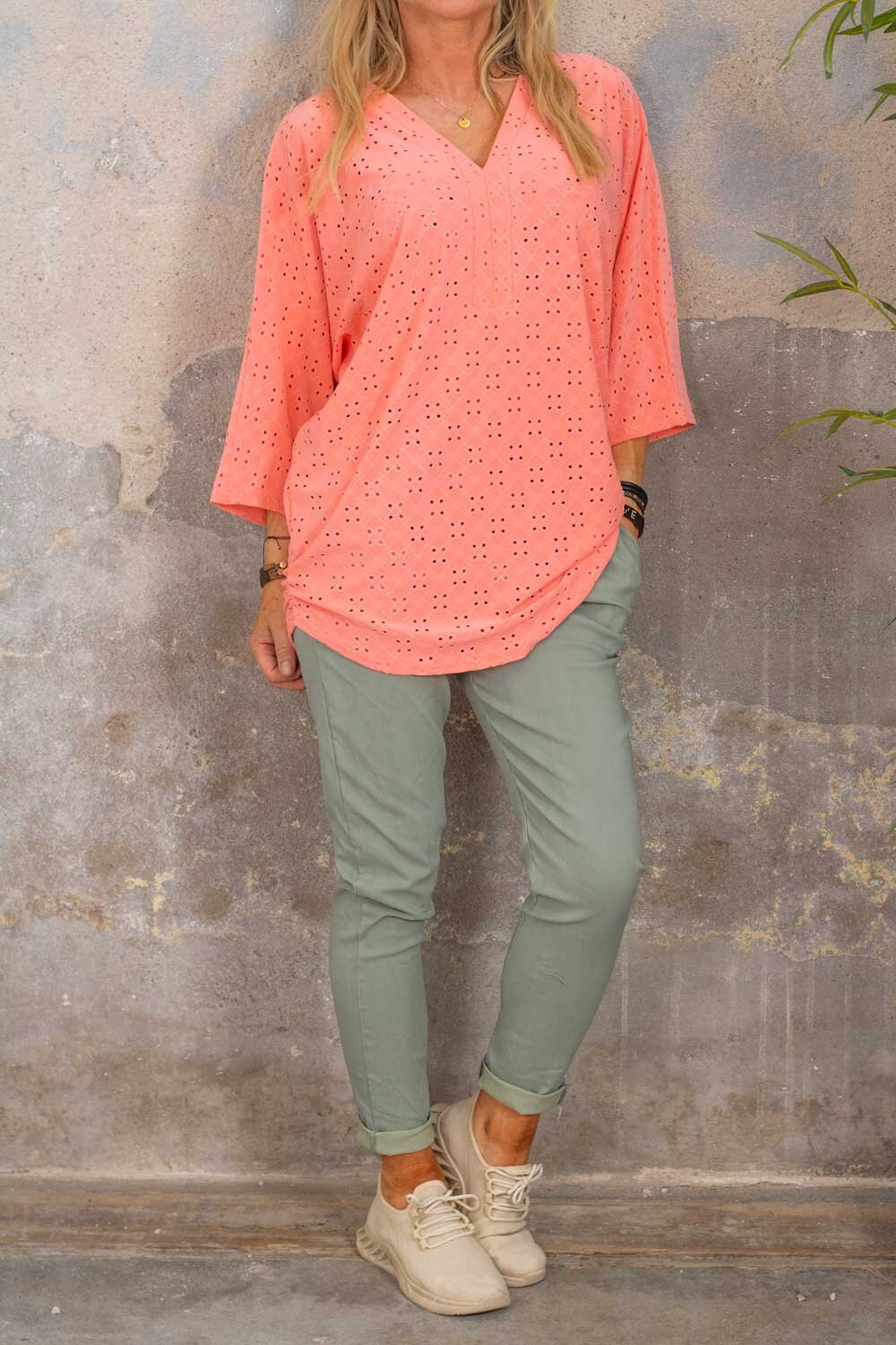 Samantha tunic - Lace pattern - Corall