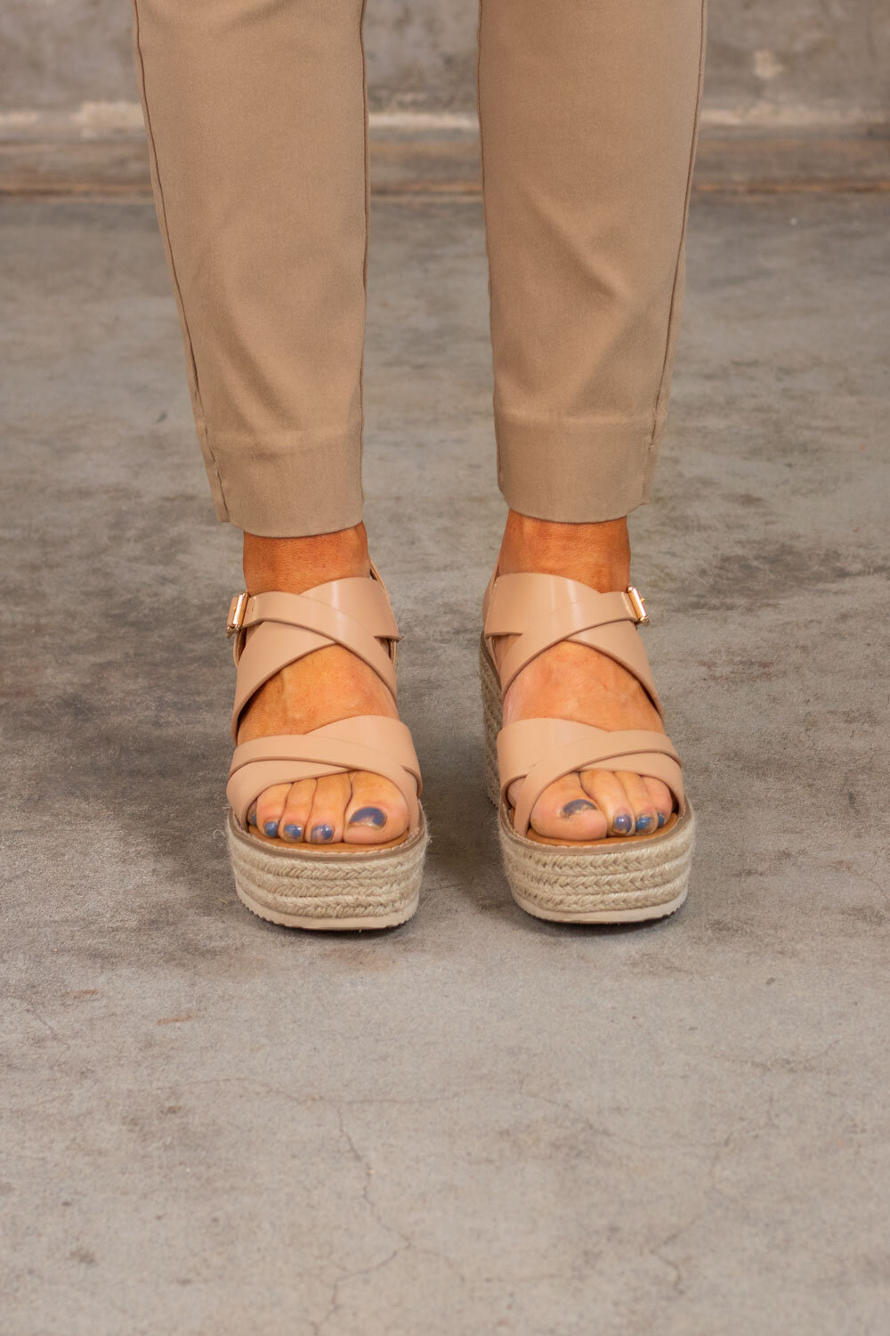Sandals with Wedge Heel - Taupe