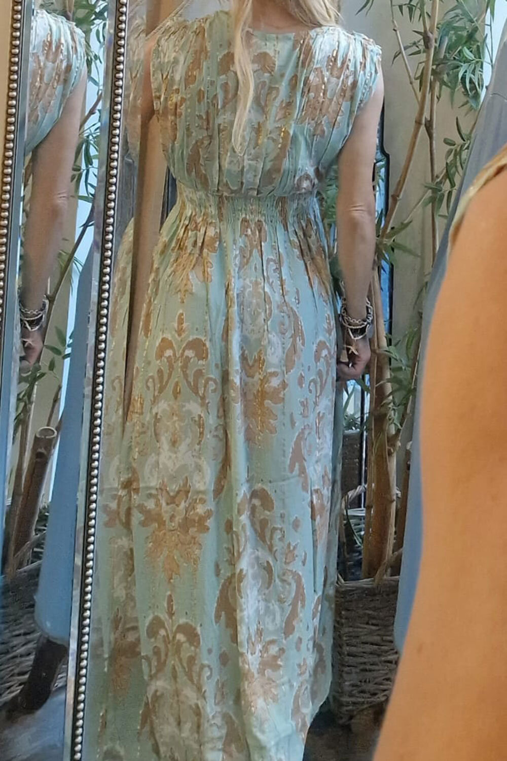Sanna long dress - Gold details - Green turquoise