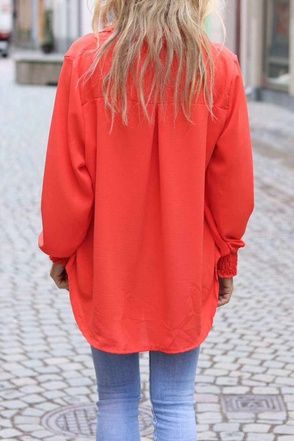Sia Blouse with Ruffles - Corall/Orange