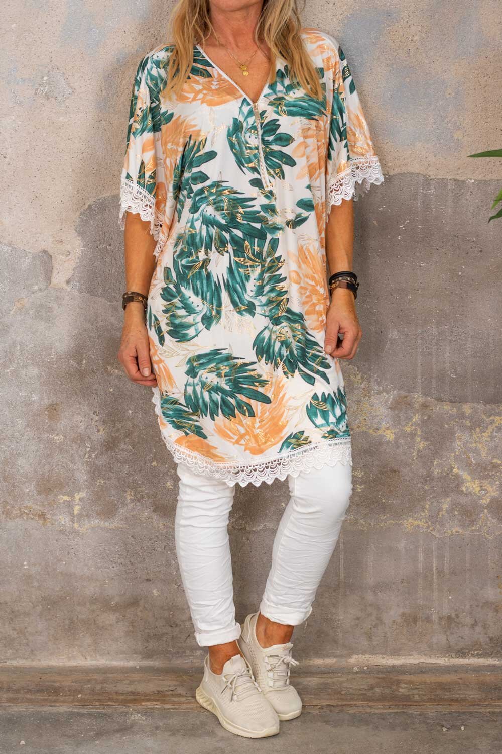 Sienna Soft Tunic - Leaves & Lace - Cream