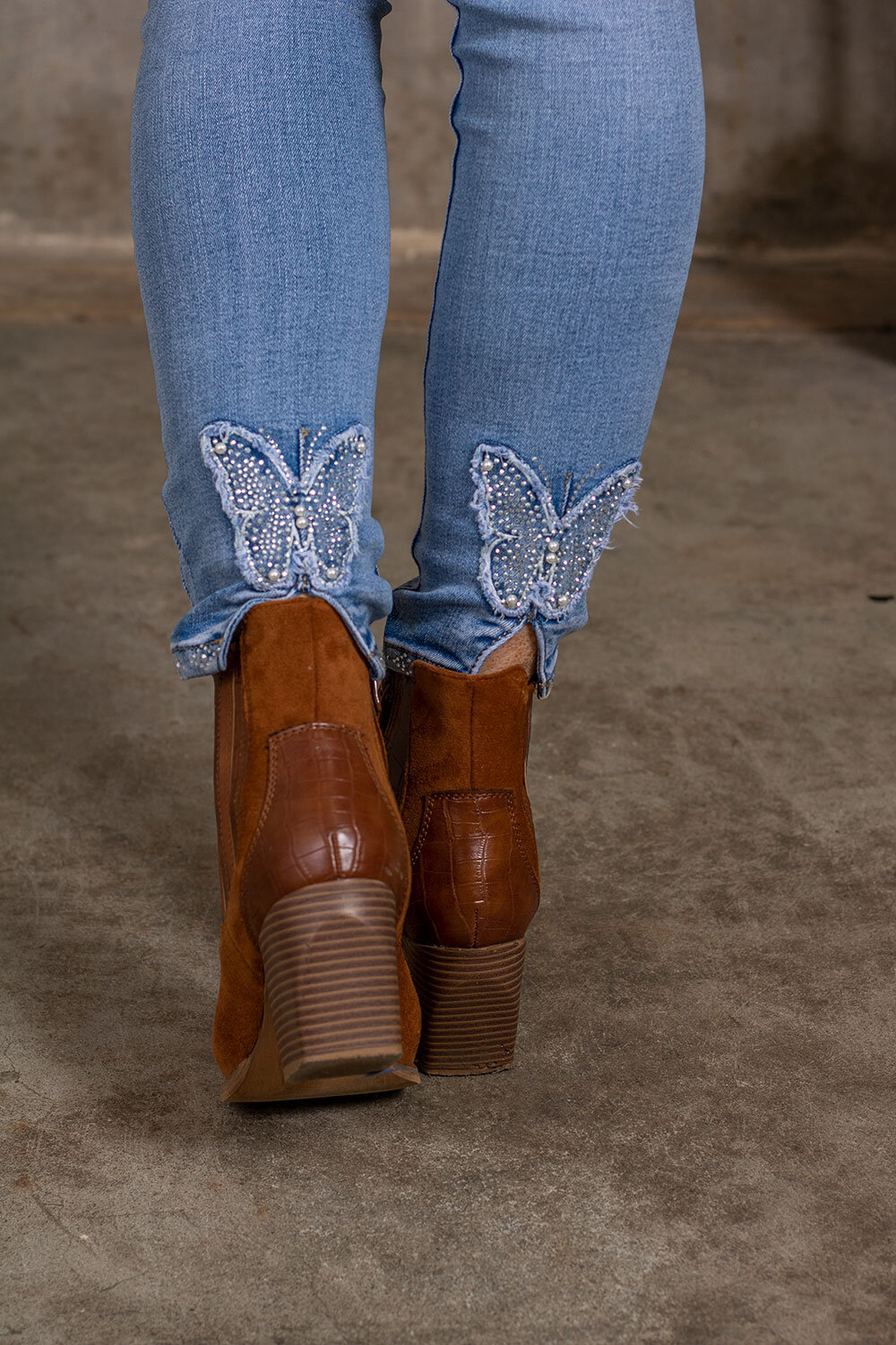 Skinny Jeans RD7182 - Bling butterfly - Light wash