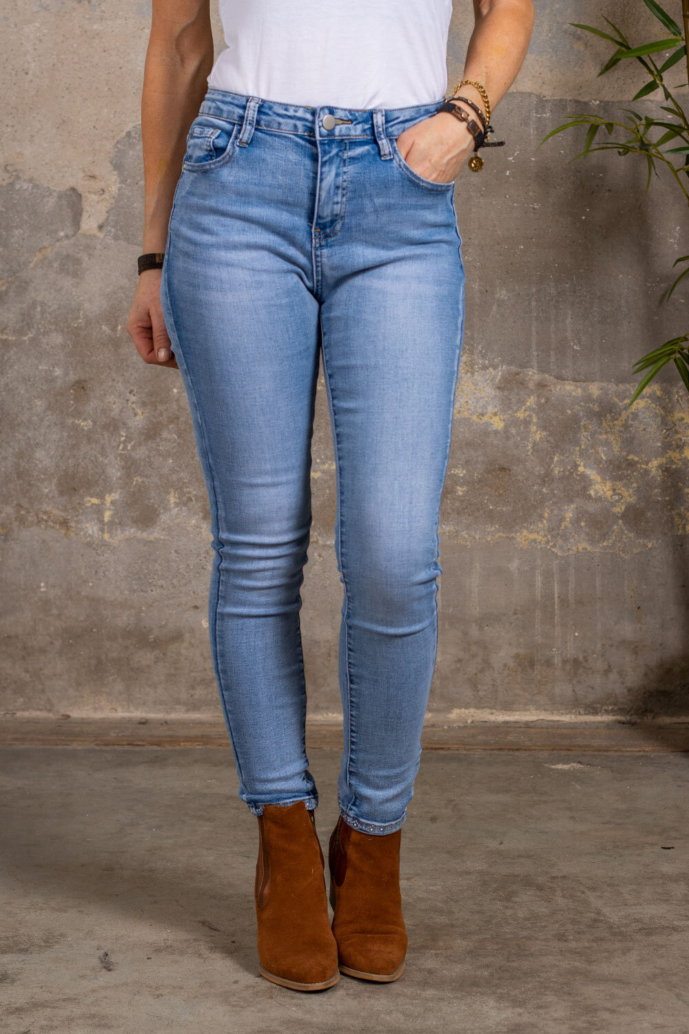 Skinny Jeans RD7182 - Bling fjäril - Ljustvätt