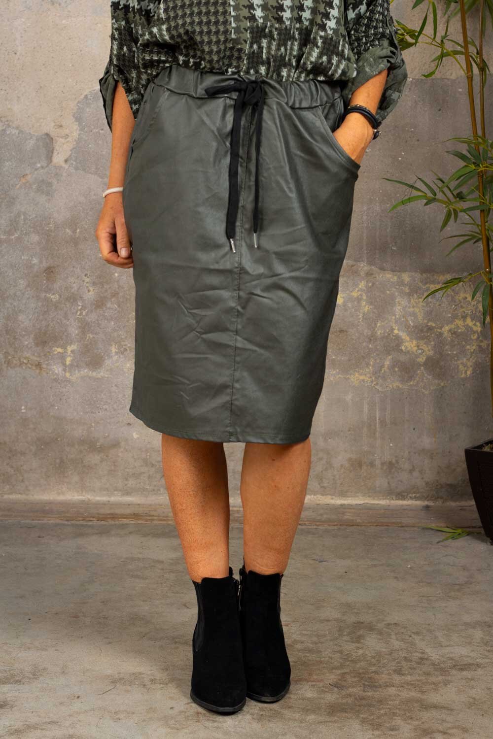Stretch skirt - Waxed - Army green