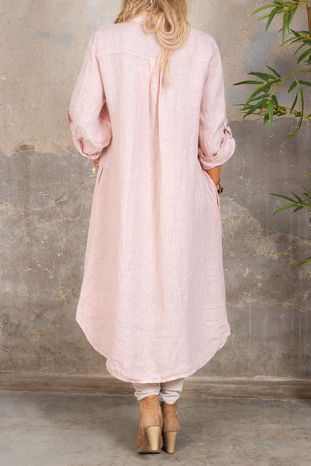 Tilda Long linen shirt - Old pink