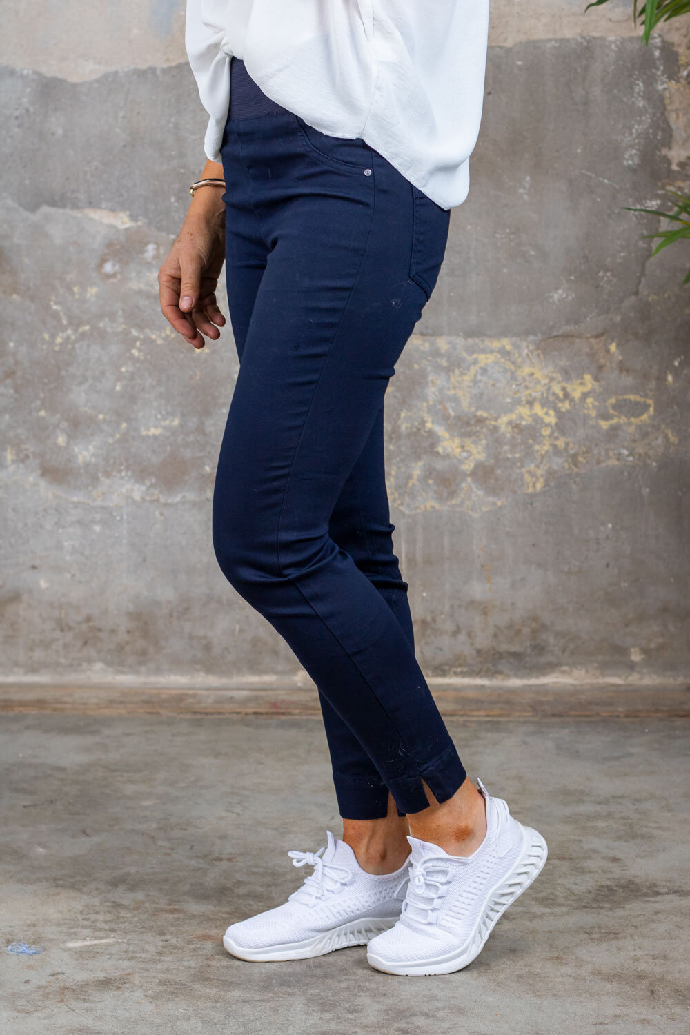 Treggings with Slits - Navy