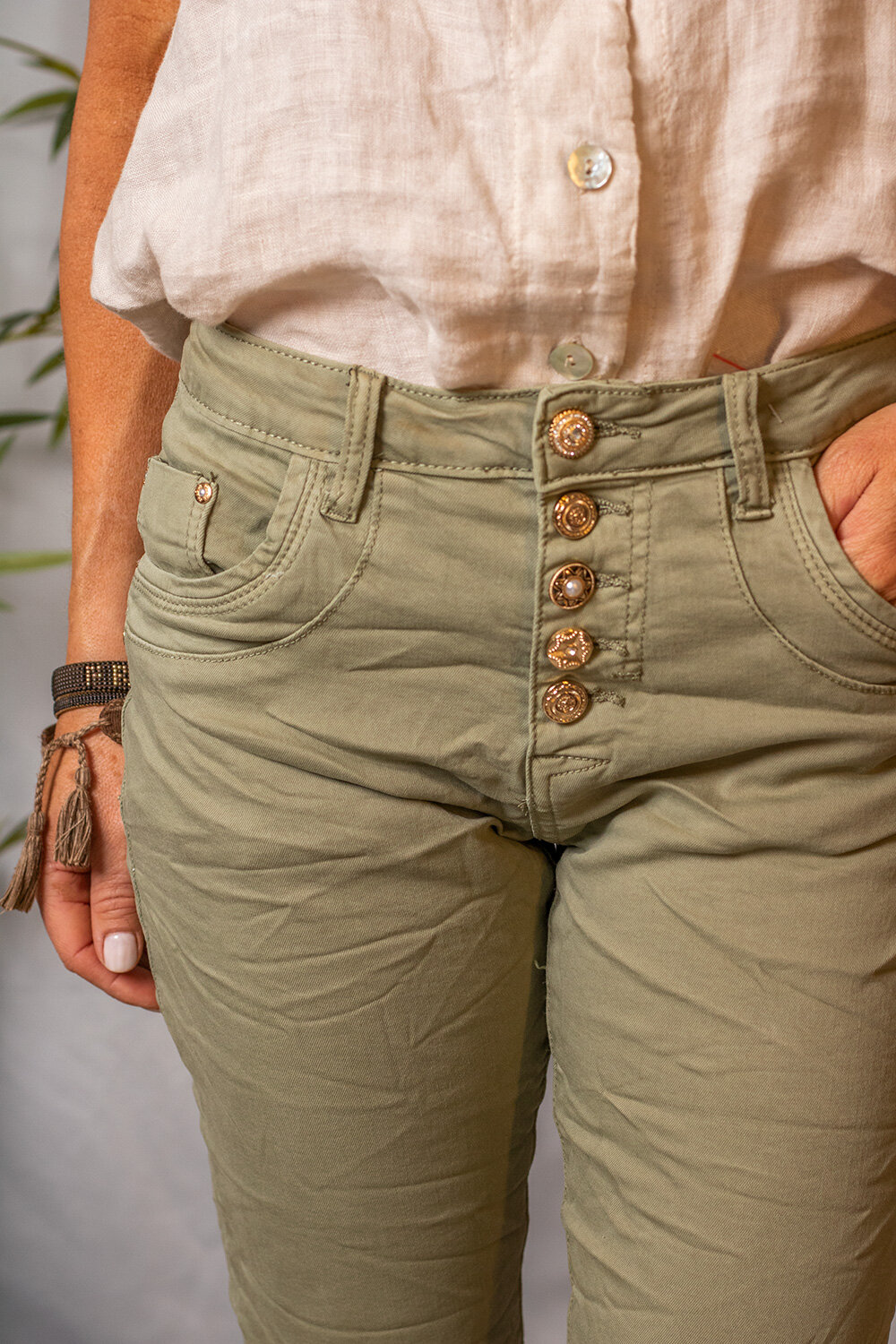 Three Quarter Pants 1905 - Gold Buttons - Khaki
