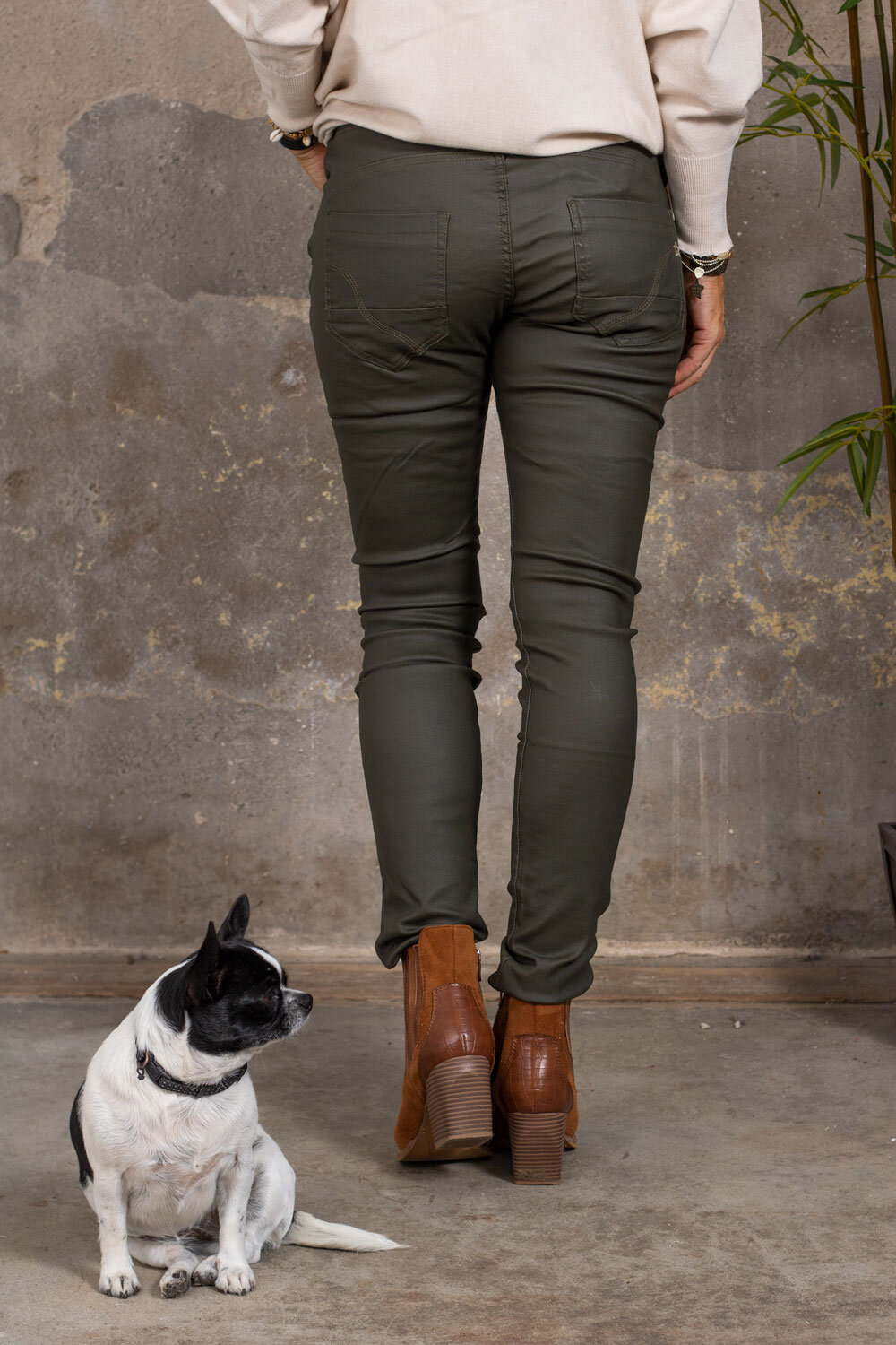 Waxed trousers 92972 - Button mix - Army green