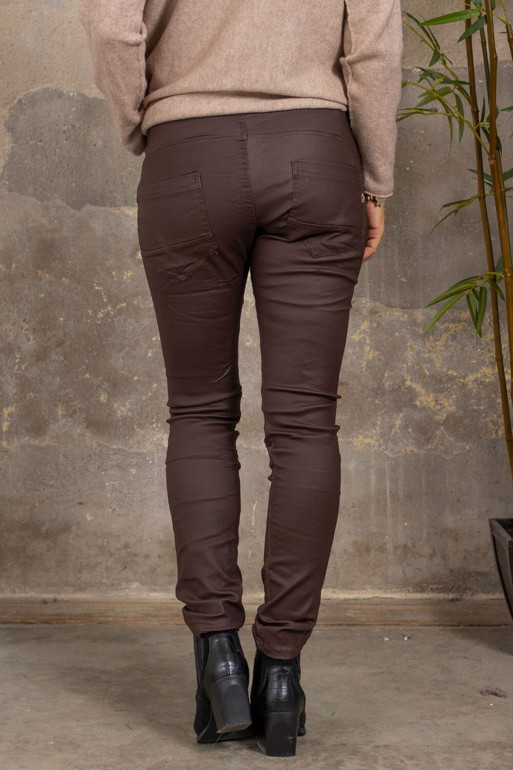 Waxed trousers 92972 - Button mix - Choco
