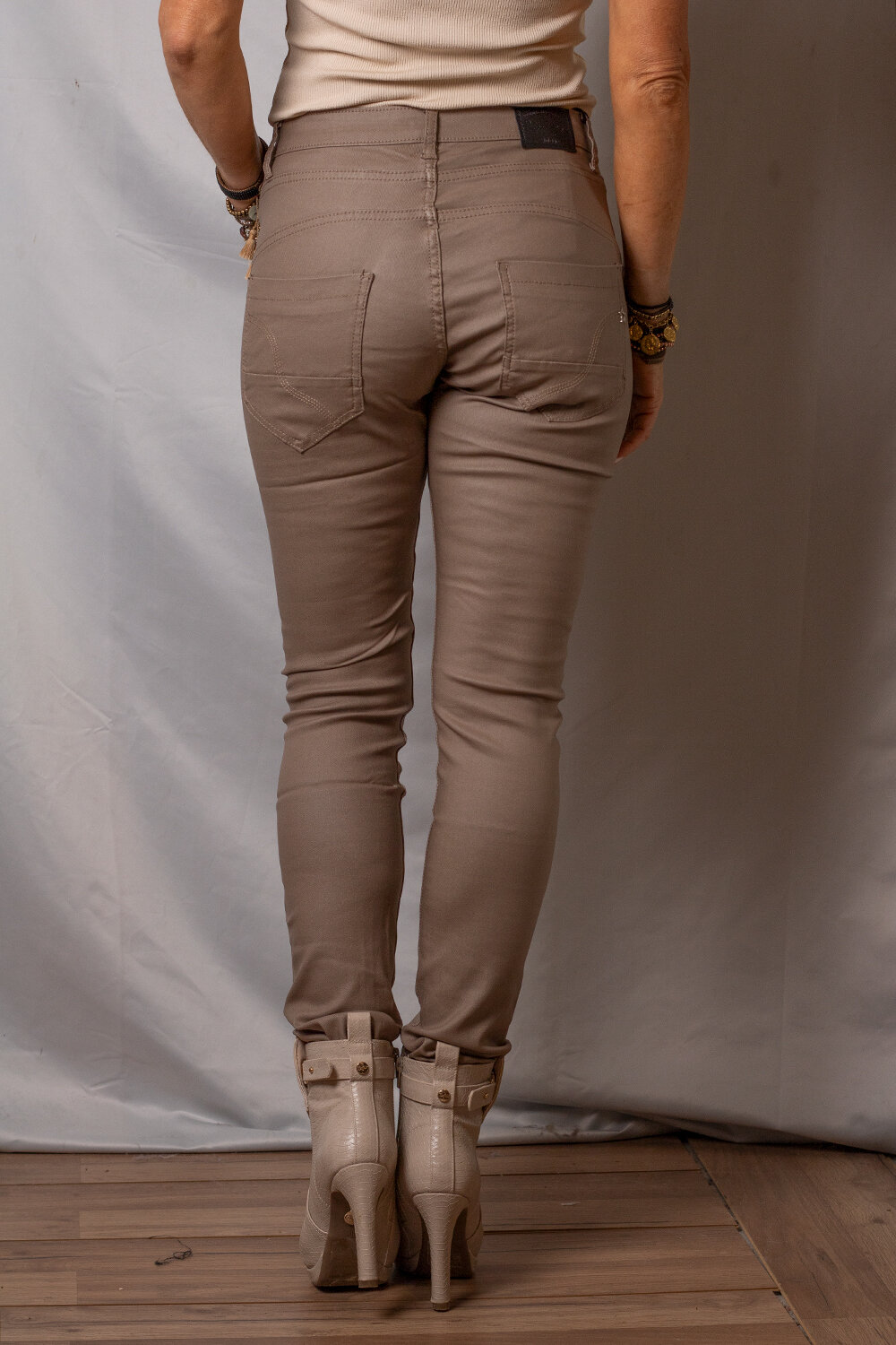 Waxed trousers 92972 - Button mix - Taupe