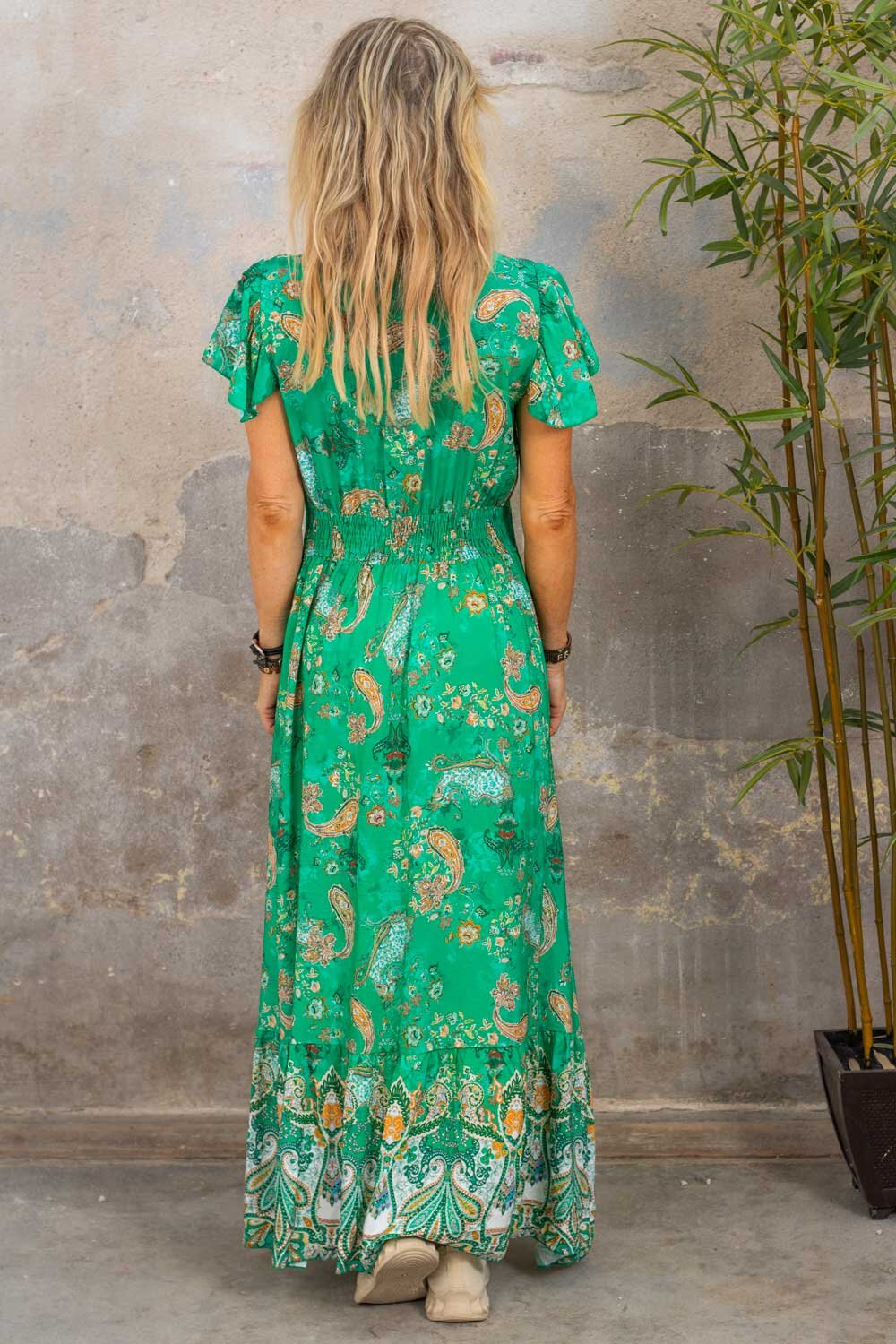 Victoria long dress - Patterned - Smaragd