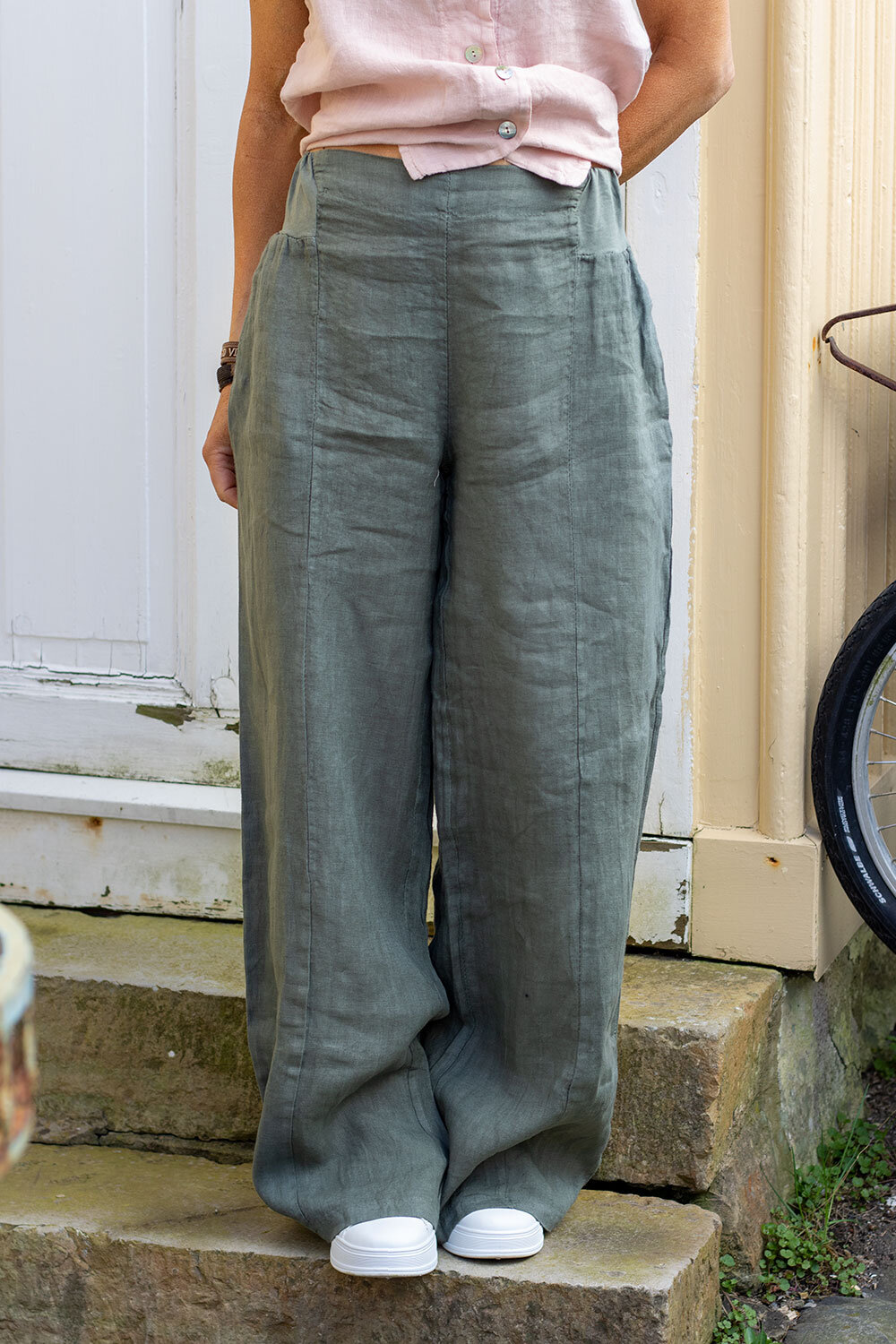 Wide linen trousers - Khaki