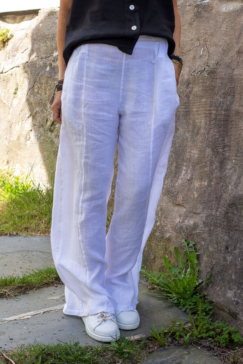 Wide linen trousers - White