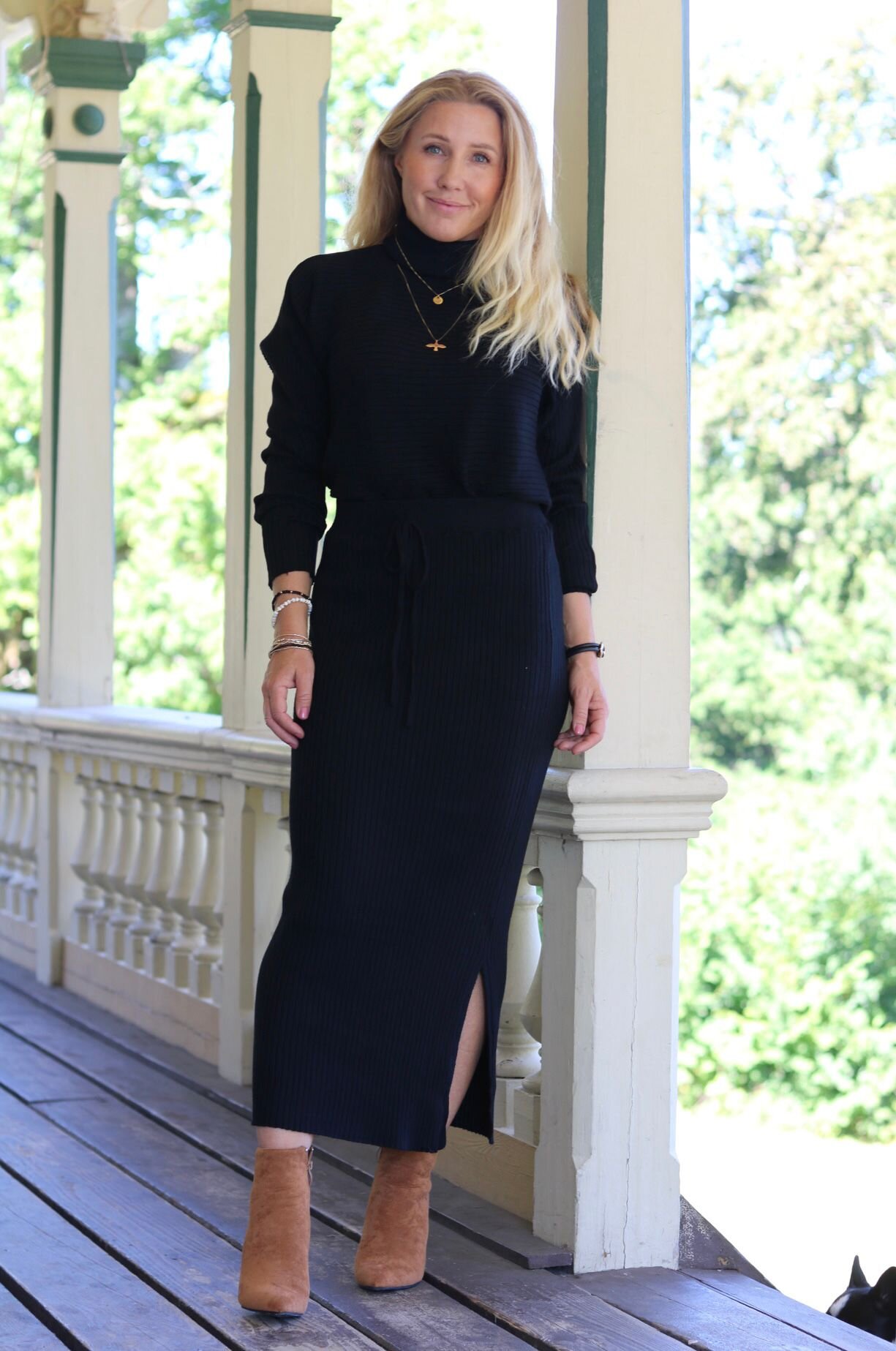 Ribbed knitted skirt - Black