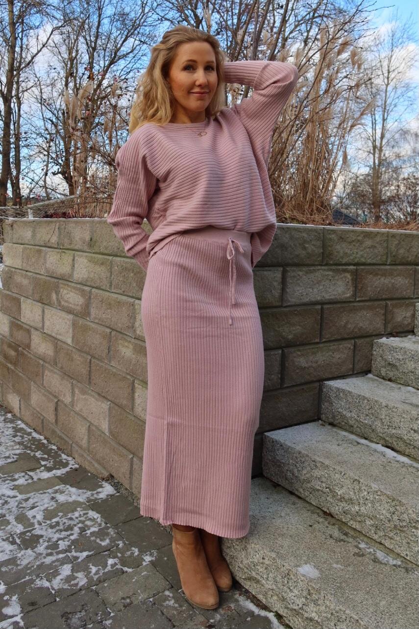 Sweater and Skirt set - Ribbed - Pink